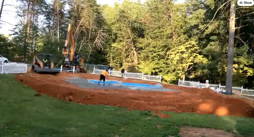 pool installation process – ground around pool