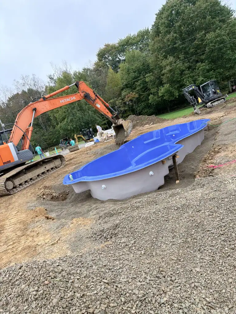Fiberglass Pool Installation mid-dig